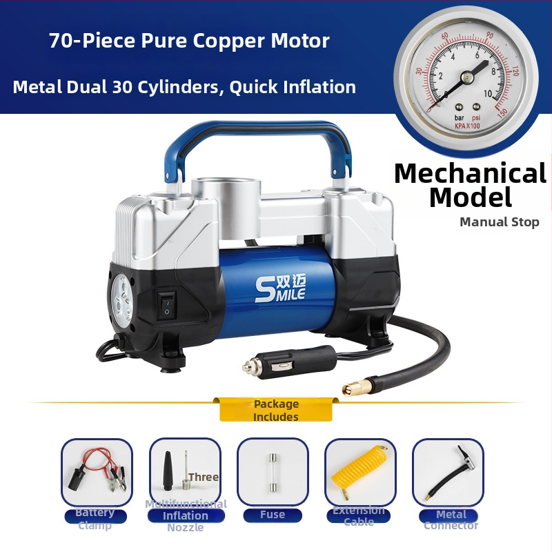 Prijenosna 12V pumpa za automobile pneu, dvostruki cilindar, 180W, digitalni zaslon, protok zraka 50 L/min