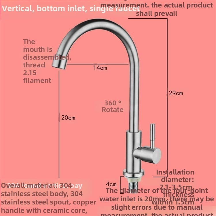Virtuvės plautuvės čiaupas - sieninis montavimas, tik šaltas vanduo, vertikalus sukimas; varinis korpusas, varinis vožtuvo šerdis, 20 mm vožtuvo lizdas