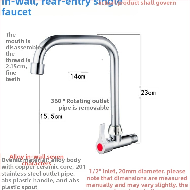 Virtuvės plautuvės čiaupas - sieninis montavimas, tik šaltas vanduo, vertikalus sukimas; varinis korpusas, varinis vožtuvo šerdis, 20 mm vožtuvo lizdas