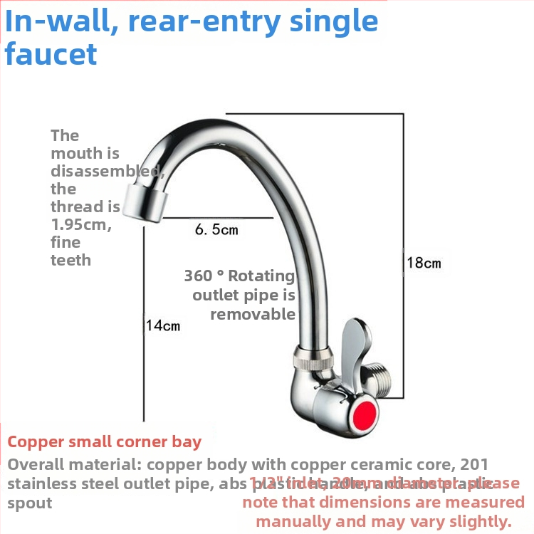 Virtuvės plautuvės čiaupas - sieninis montavimas, tik šaltas vanduo, vertikalus sukimas; varinis korpusas, varinis vožtuvo šerdis, 20 mm vožtuvo lizdas