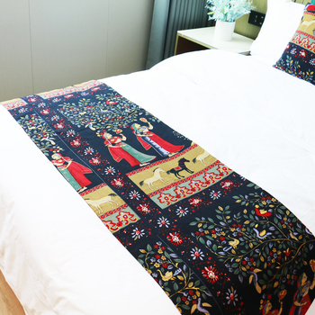 Декоративен флаг за легло в етно стил, памучен, двойно слой, ретро дълга лента, хотелски декор, геометричен модел