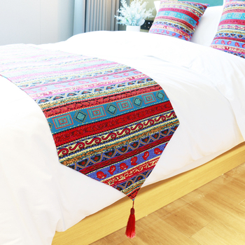 Декоративен флаг за легло в етно стил, памучен, двойно слой, ретро дълга лента, хотелски декор, геометричен модел