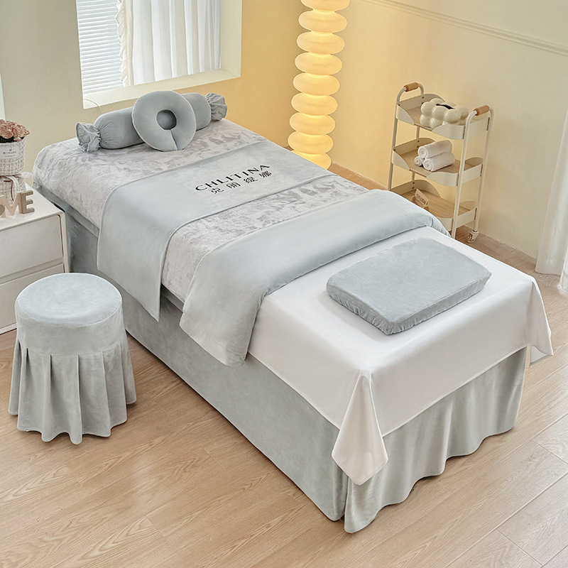 Set navlaka za kozmetičku ležaljku, četiri komada, za jesen-zimu, bebin flis materijal, lagani luksuz spa pokrivač za krevet