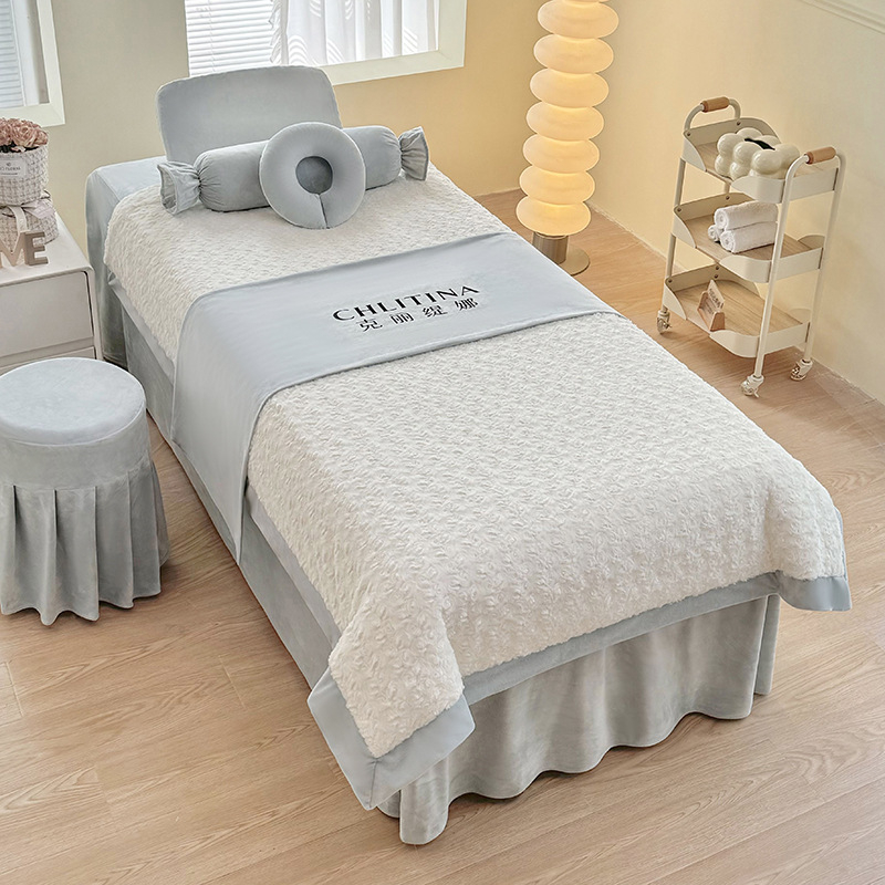 Set navlaka za kozmetičku ležaljku, četiri komada, za jesen-zimu, bebin flis materijal, lagani luksuz spa pokrivač za krevet