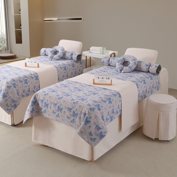Četverodijelni set prekrivača za krevet u beauty salonu – sve sezone, lagani luksuz; materijal pamuk i lan