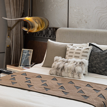 Хотелски стил комплект за спално бельо: краен шал за легло, възглавници, калъфки за възглавници и одеяло от полиестер – луксозен