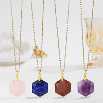 Privjesak s kristalom, nehrđajući čelik, boho stil, bez bočnih kamenja, jesen 2025