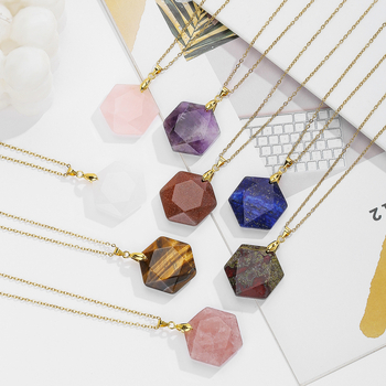 Privjesak s kristalom, nehrđajući čelik, boho stil, bez bočnih kamenja, jesen 2025