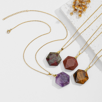 Privjesak s kristalom, nehrđajući čelik, boho stil, bez bočnih kamenja, jesen 2025