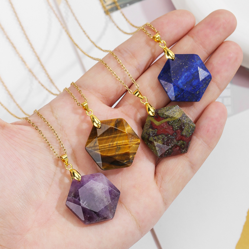 Privjesak s kristalom, nehrđajući čelik, boho stil, bez bočnih kamenja, jesen 2025