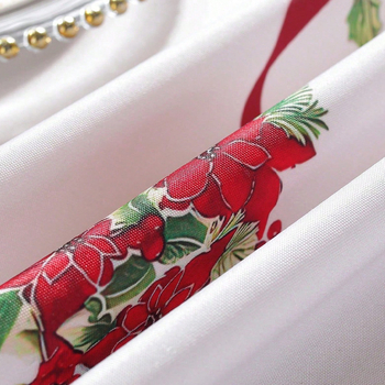 Karácsonyi asztalterítő éttermek és szállodák számára, négyszögletes poliészter asztalterítő, vízálló és kopásálló, csúszásmentes, növény mintás