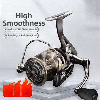 Σπίνινγκ ρελέ για αλιεία, πλήρης μεταλλική κατασκευή, μακρύ ρίξιμο, μεταλλικό μοχλό σε αμερικανικό στυλ, κατάλληλο για μικρά δολώματα