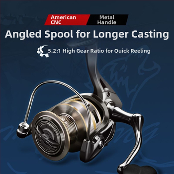 Σπίνινγκ ρελέ για αλιεία, πλήρης μεταλλική κατασκευή, μακρύ ρίξιμο, μεταλλικό μοχλό σε αμερικανικό στυλ, κατάλληλο για μικρά δολώματα