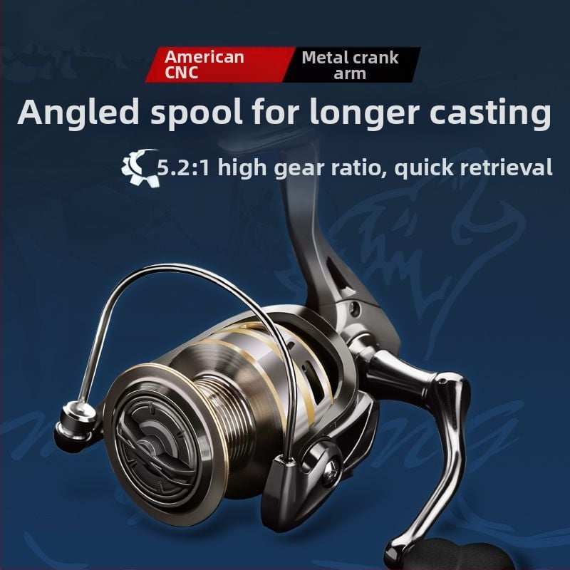 Σπίνινγκ ρελέ για αλιεία, πλήρης μεταλλική κατασκευή, μακρύ ρίξιμο, μεταλλικό μοχλό σε αμερικανικό στυλ, κατάλληλο για μικρά δολώματα