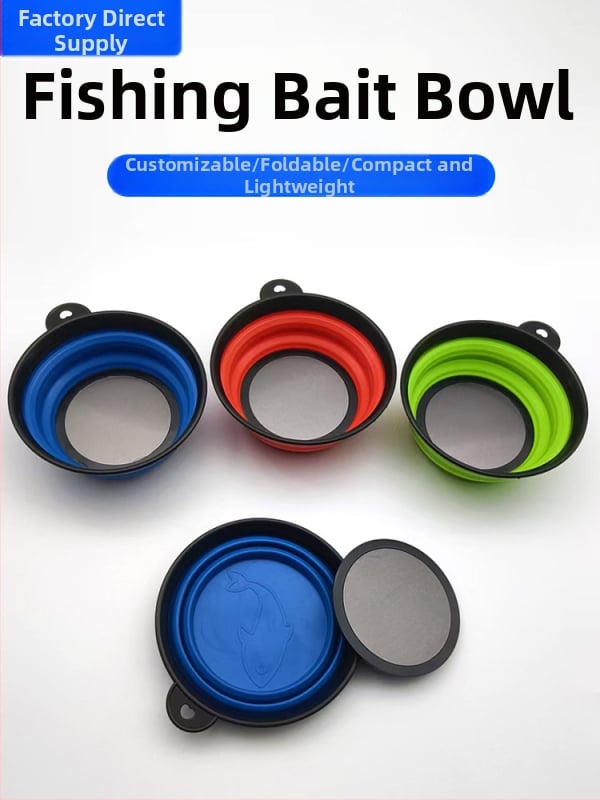 Силиконова сгъваема купа за примамки с магнитна дискова закачалка, преносима купа за разбъркване на примамки
