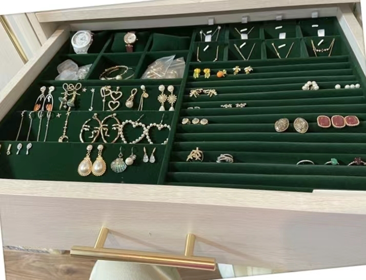 CHUHANG Popierinė juvelyrinių dėžutė su įmontuotu dėklu, stalinis saugojimas, 1 aukštas, dulkėms atspari