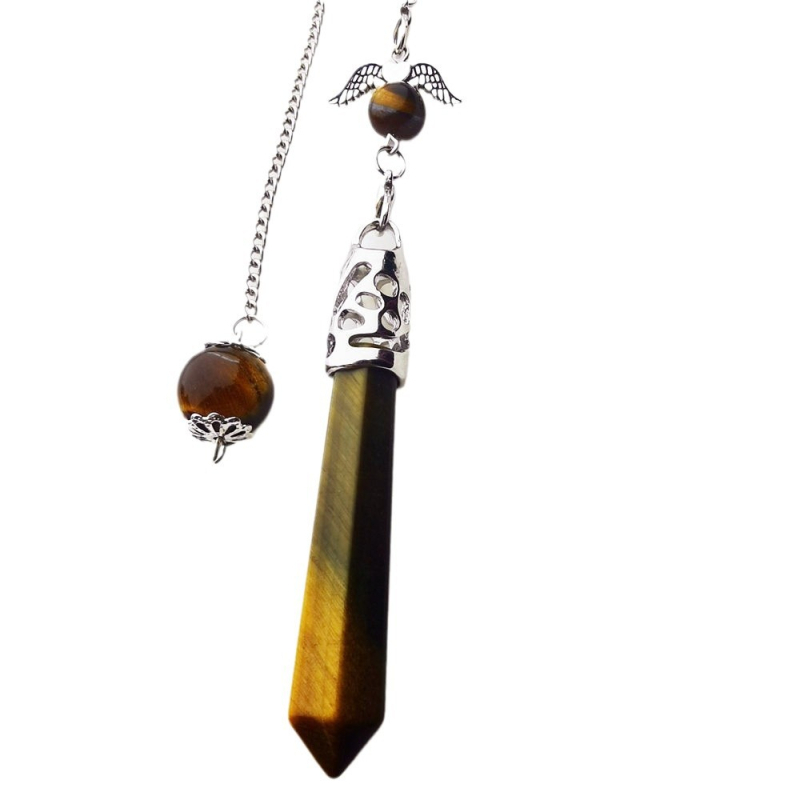 Geometrijsko kristalno ogrlico s privjeskom u obliku jedne točke šesterokutne kolone, polirani završetak; kristali: ametist, ružičasti kvarc, bijeli kristal