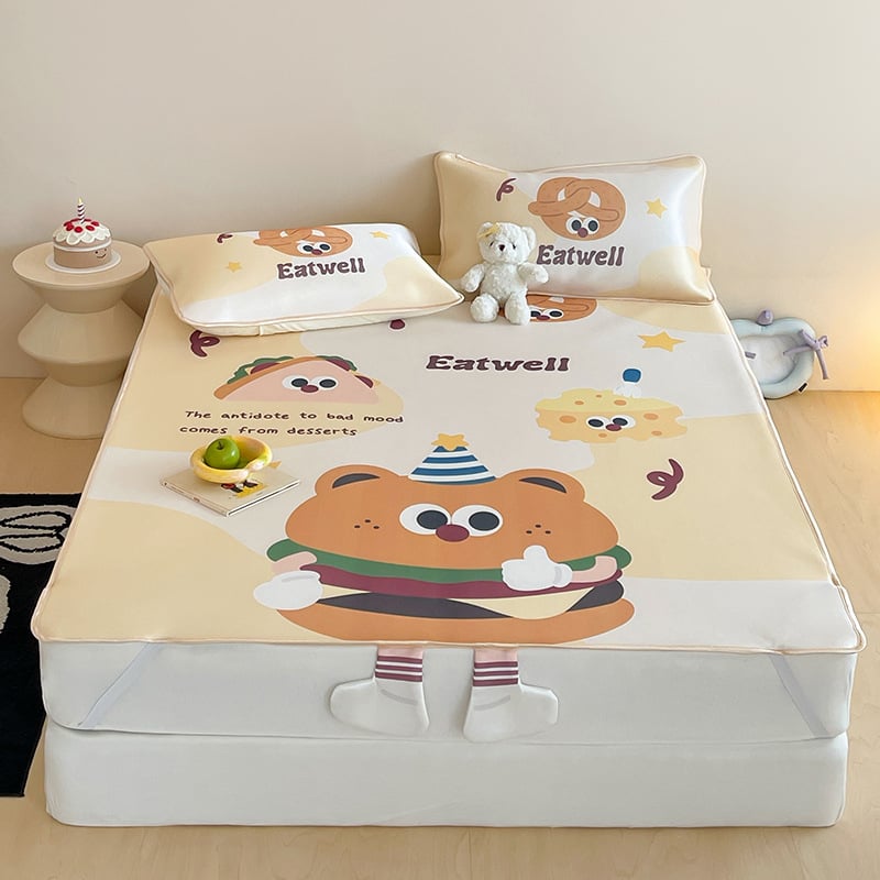 Ice Silk hűtő ágymatrac – összecsukható, modern minimalista dizájn (viszkóz szál, nyomtatás)