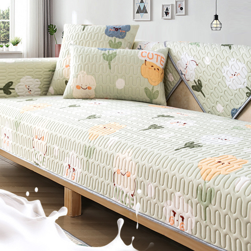 Latex jég-selyem kanapé párna, csúszásmentes alátét, Cartoon minta, alkalmas kombinált és sarokkanapéra, friss, légies stílus