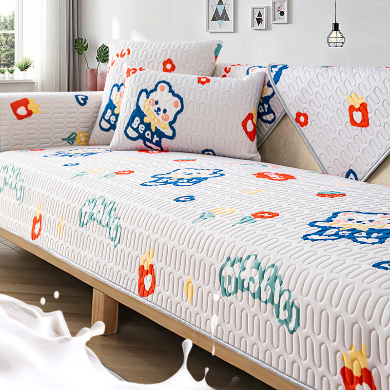 Latex jég-selyem kanapé párna, csúszásmentes alátét, Cartoon minta, alkalmas kombinált és sarokkanapéra, friss, légies stílus