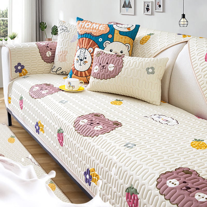 Latex jég-selyem kanapé párna, csúszásmentes alátét, Cartoon minta, alkalmas kombinált és sarokkanapéra, friss, légies stílus