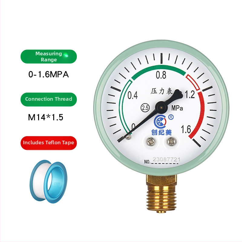 Y-60 precīzs spiediena mērītājs, diapazons 0–1,6 MPa, ūdens un hidraulisko sistēmu izmantošanai, zīmols Chuangjimei