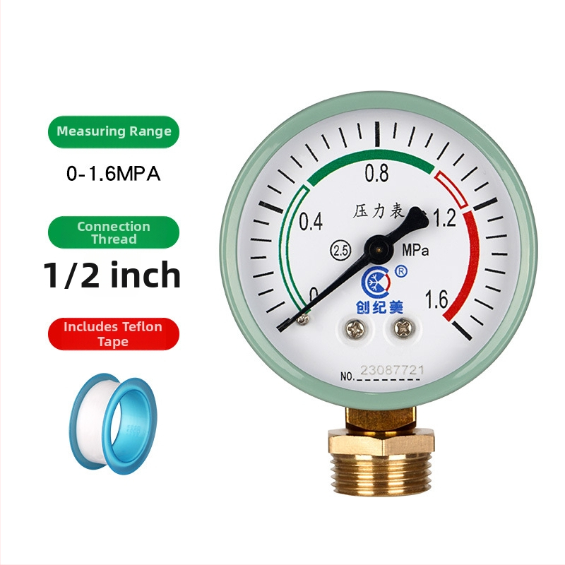 Y-60 precīzs spiediena mērītājs, diapazons 0–1,6 MPa, ūdens un hidraulisko sistēmu izmantošanai, zīmols Chuangjimei