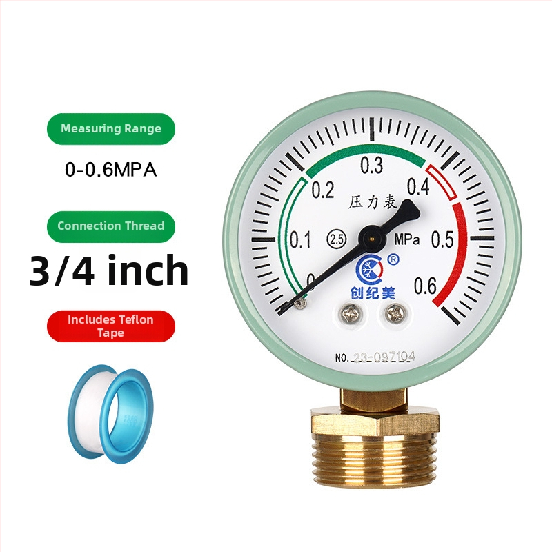 Y-60 precīzs spiediena mērītājs, diapazons 0–1,6 MPa, ūdens un hidraulisko sistēmu izmantošanai, zīmols Chuangjimei
