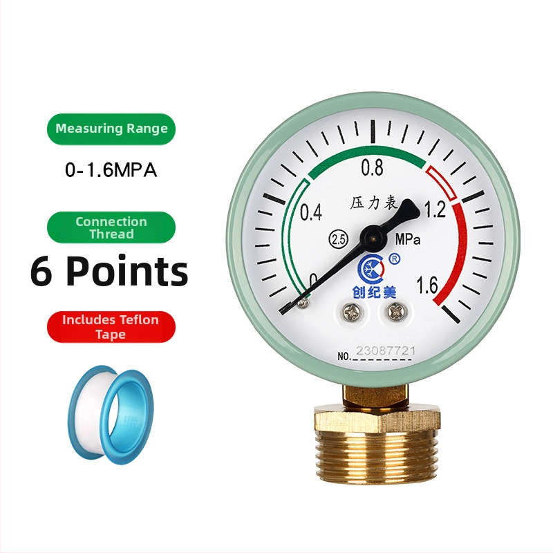 Y-60 precīzs spiediena mērītājs, diapazons 0–1,6 MPa, ūdens un hidraulisko sistēmu izmantošanai, zīmols Chuangjimei