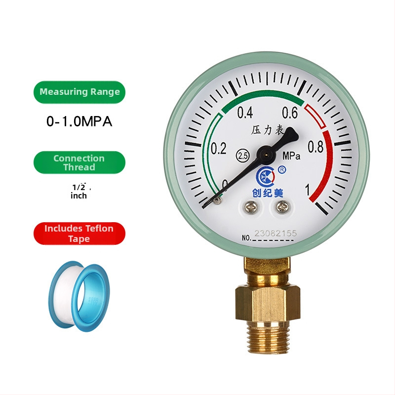 Y-60 precīzs spiediena mērītājs, diapazons 0–1,6 MPa, ūdens un hidraulisko sistēmu izmantošanai, zīmols Chuangjimei
