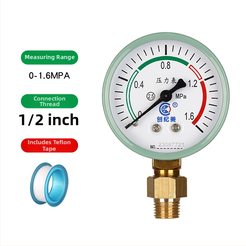 Y-60 precīzs spiediena mērītājs, diapazons 0–1,6 MPa, ūdens un hidraulisko sistēmu izmantošanai, zīmols Chuangjimei