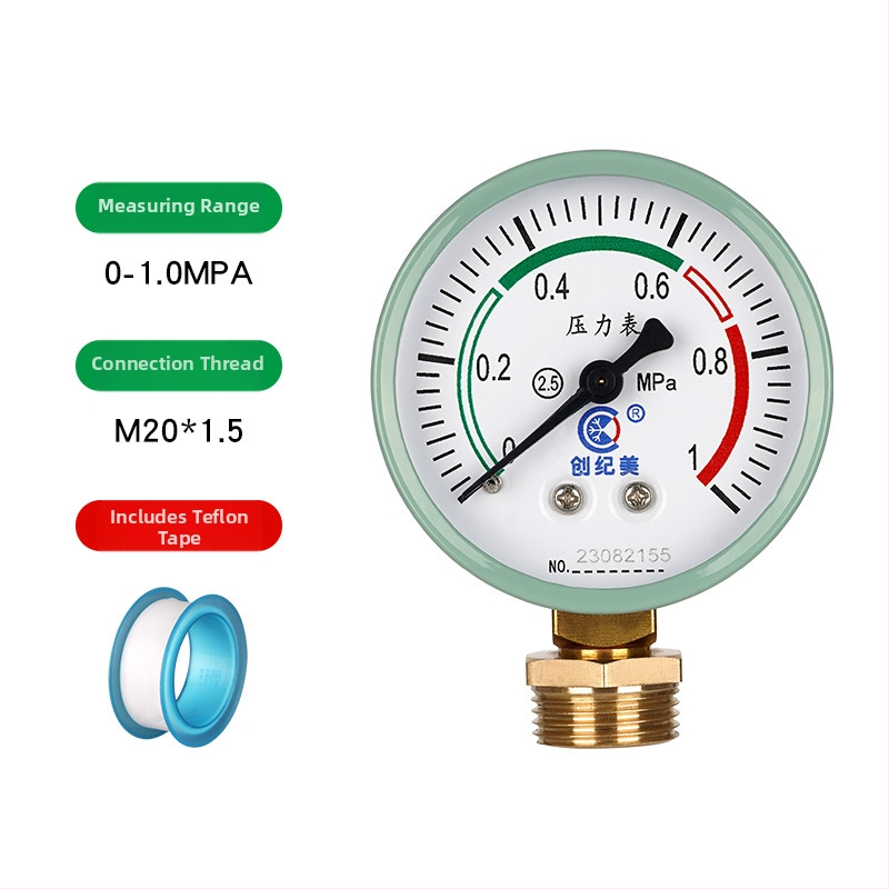 Y-60 precīzs spiediena mērītājs, diapazons 0–1,6 MPa, ūdens un hidraulisko sistēmu izmantošanai, zīmols Chuangjimei