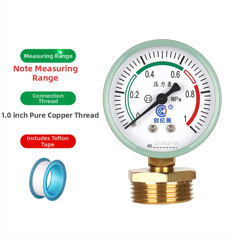 Y-60 precīzs spiediena mērītājs, diapazons 0–1,6 MPa, ūdens un hidraulisko sistēmu izmantošanai, zīmols Chuangjimei