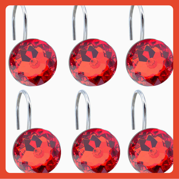 Metāla dušas aizkaru gredieni, apaļi un S-veida āķi, 12 gab. komplekts