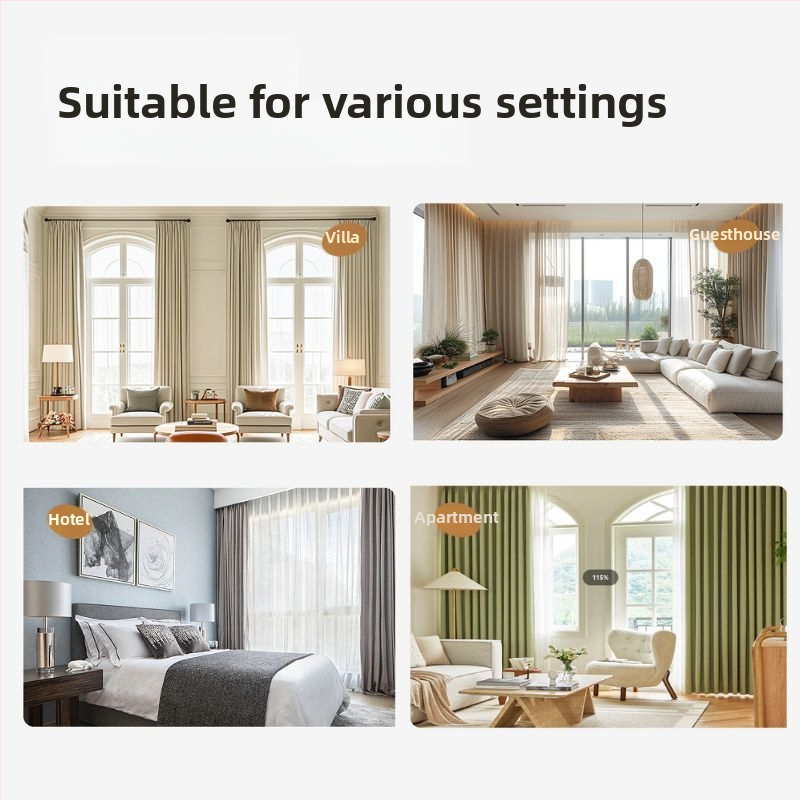 Draperii Chenille blackout – Întunecare completă 90-100%, stil lux ușor, pentru living și dormitor, control vocal Lewu deschidere/închidere