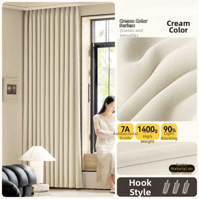 Draperii Chenille blackout – Întunecare completă 90-100%, stil lux ușor, pentru living și dormitor, control vocal Lewu deschidere/închidere