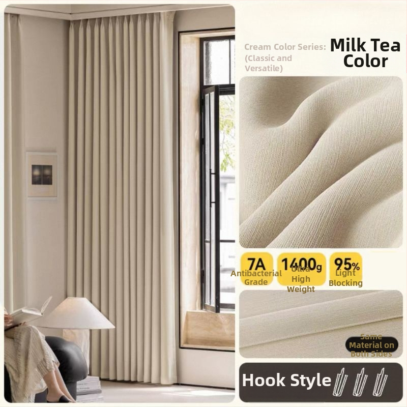 Draperii Chenille blackout – Întunecare completă 90-100%, stil lux ușor, pentru living și dormitor, control vocal Lewu deschidere/închidere