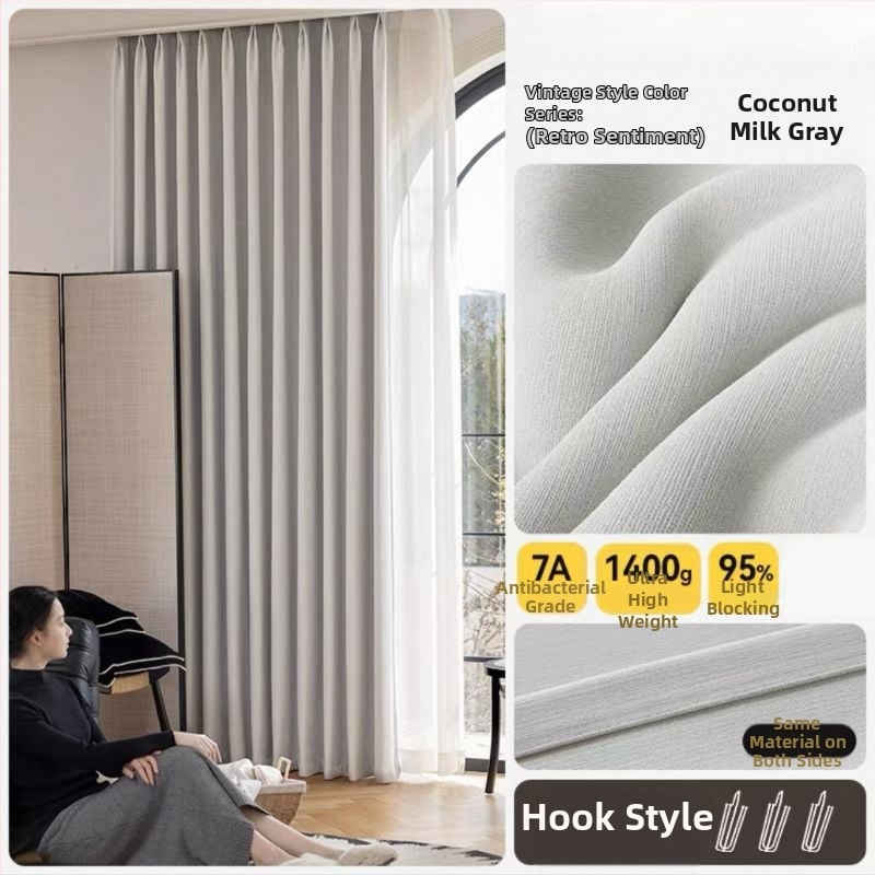 Draperii Chenille blackout – Întunecare completă 90-100%, stil lux ușor, pentru living și dormitor, control vocal Lewu deschidere/închidere