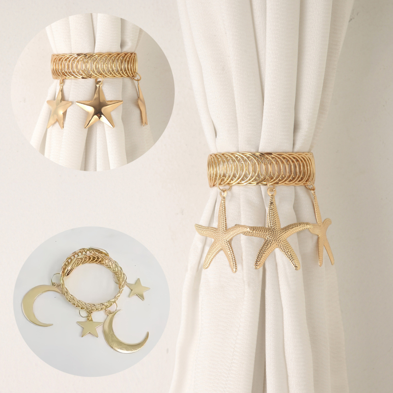 Metāla aizkaru sprādze ar atsperes gredzeni, mūsdienīgs vieglā luksusa stils, nav pielāgojama, piemērots mājai, guļamistabai un viesistabai