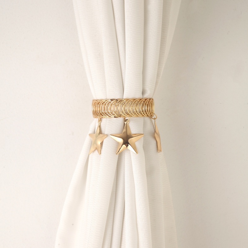 Metāla aizkaru sprādze ar atsperes gredzeni, mūsdienīgs vieglā luksusa stils, nav pielāgojama, piemērots mājai, guļamistabai un viesistabai