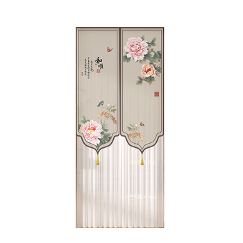 Ajtófüggöny rovarmentesítéssel, poliészter anyagból, csipke-tüll, otthon, hálószoba és bejárat számára — Új kínai stílus (2025 ősz)