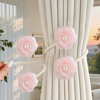 Mágneses csattal ellátott függönykötés — virágos géz függönyhurok, polieterszálból, modern dekoratív kiegészítő, testreszabható
