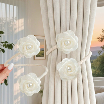 Mágneses csattal ellátott függönykötés — virágos géz függönyhurok, polieterszálból, modern dekoratív kiegészítő, testreszabható
