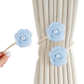 Mágneses csattal ellátott függönykötés — virágos géz függönyhurok, polieterszálból, modern dekoratív kiegészítő, testreszabható