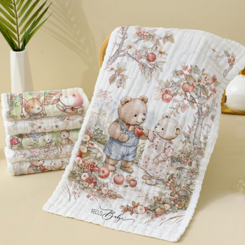 Berilla βρεφική πετσέτα από γάζα με κορδόνι, 6-στρώσεων, κατάλληλη για πρόσωπο και μπάνιο, 60 g, επίπεδη ύφανση