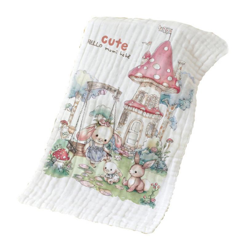 Berilla βρεφική πετσέτα από γάζα με κορδόνι, 6-στρώσεων, κατάλληλη για πρόσωπο και μπάνιο, 60 g, επίπεδη ύφανση