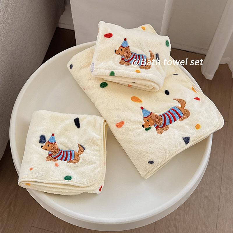 Σετ τριών τεμαχίων πετσέτες μπάνιου ενηλίκων από φλις κοραλλιού, βάρος ≥500 γρ.