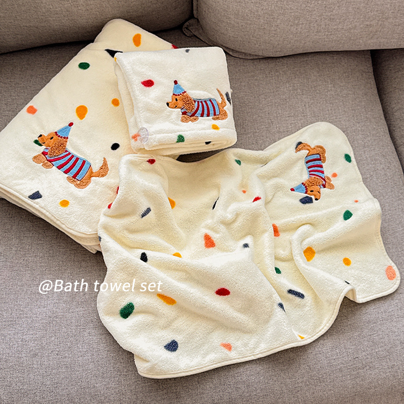 Σετ τριών τεμαχίων πετσέτες μπάνιου ενηλίκων από φλις κοραλλιού, βάρος ≥500 γρ.