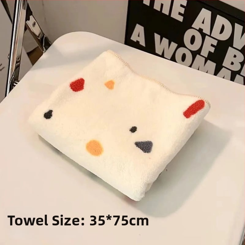 Πετσέτα μπάνιου με καπελάκι για στεγνώμα μαλλιών, πουά μοτίβο, φλίς κοραλλί, γρήγορο στέγνωμα, 150D