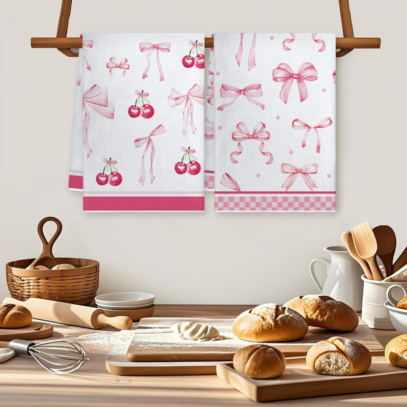 Πετσέτα κουζίνας Manquan, μικροϊνες, Cherry Bow εκτύπωση, 50-80 g